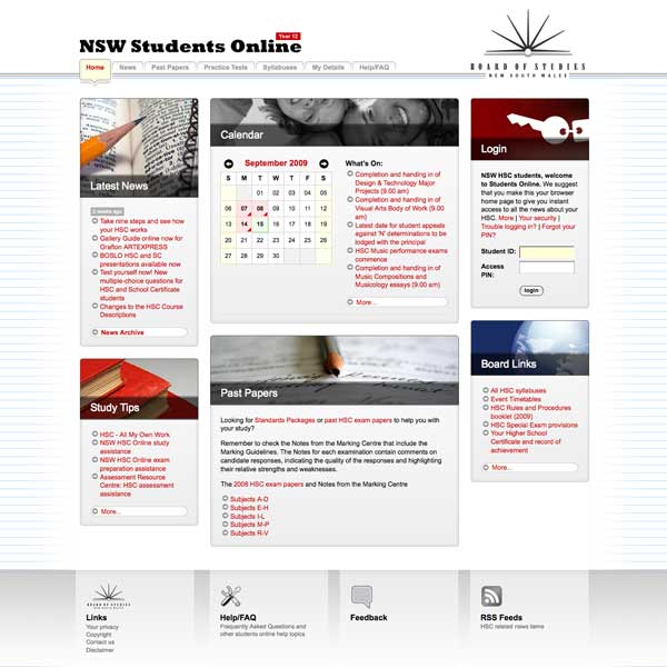 Screen shot of Students Online website