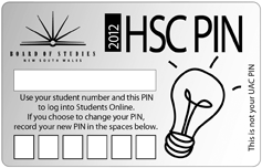 HSC 2012 student pin card