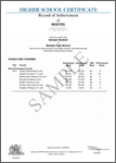 Click to enlarge HSC Record of Achievement