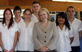 Minister Firth with student