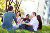 image of students relaxing on campus