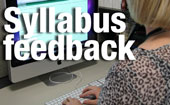 syllabus feedback - image of teacher at a keyboard