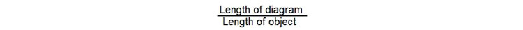 formula depicting Length of diagram over Length of object